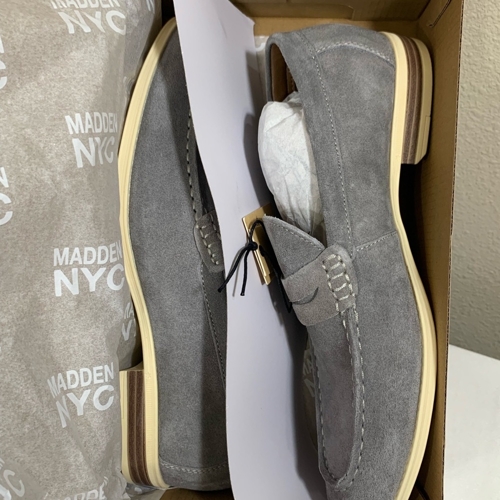 Madden NYC Slip On Clay Loafers Shoes Men's Gray Suede